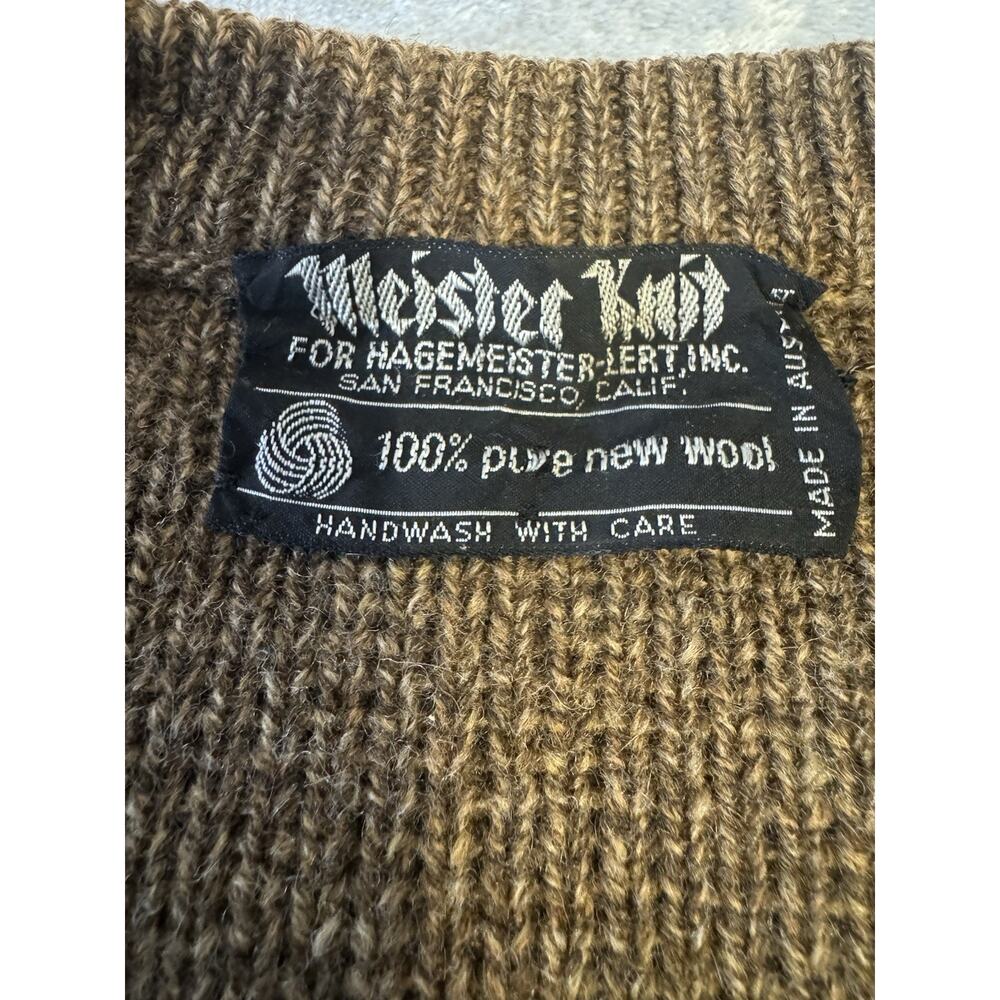 Meister Men's 100% New Pure Wool Cardigan Brown Austria Sweater LARGE Chest 44" - Picture 2 of 8